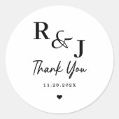 Moderne minimalistische dank u huwelijksgunst ronde sticker (Voorkant)