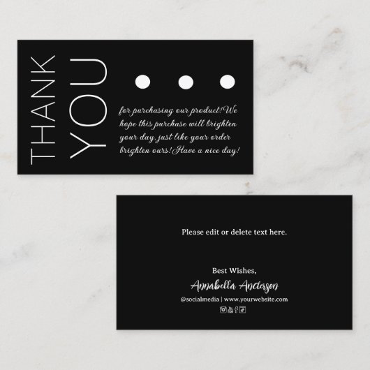 Moderne, minimalistische dank u Kaart invoegen Visitekaartje (Voorkant / Achterkant)
