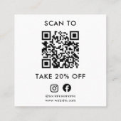 Moderne minimalistische dank u socials QR-code Kortingskaartje (Achterkant)