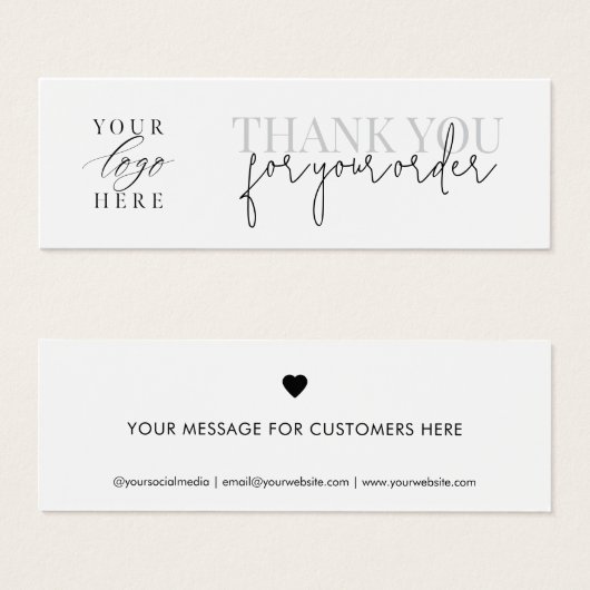 Moderne minimalistische dank u voor uw bestelling  mini visitekaartjes (Voorkant /achterkant)