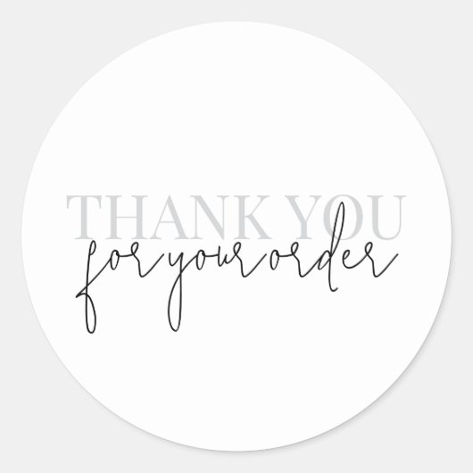 Moderne minimalistische dank u voor uw bestelling ronde sticker (Voorkant)