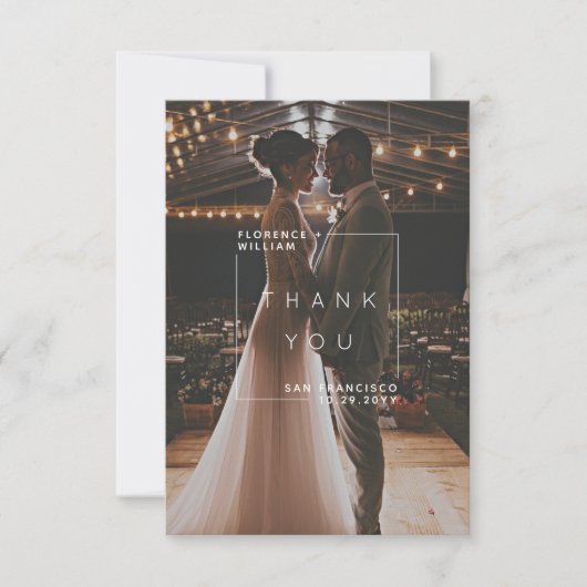Moderne, minimalistische dank voor uw bruiloft bedankkaart (Voorkant)
