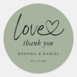 Moderne Minimalistische Dankjewelings Sage Groene Ronde Sticker