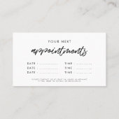 Moderne minimalistische data herinnering business afsprakenkaartje (Achterkant)