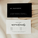 Moderne minimalistische data herinnering business afsprakenkaartje<br><div class="desc">Een eenvoudige en moderne afspraakkaart,  geschikt voor elk bedrijfsveld. Perfect om ervoor te zorgen dat uw klanten altijd op tijd zijn. Gemakkelijk aan te passen met uw bedrijfsinformatie en kleuren.</div>