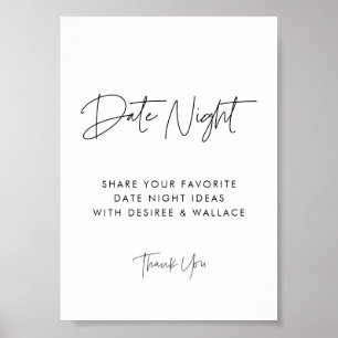 Moderne minimalistische datum nacht ideeën teken poster
