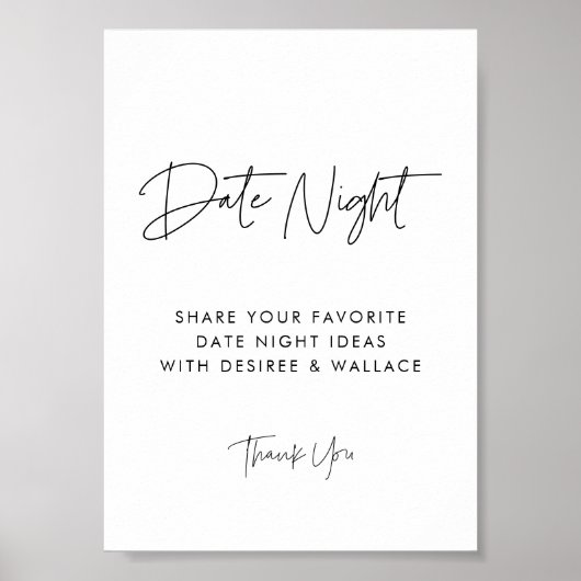 Moderne minimalistische datum nacht ideeën teken poster (Voorkant)