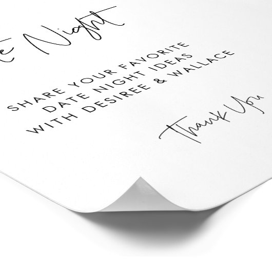 Moderne minimalistische datum nacht ideeën teken poster (Hoek)