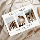 Moderne Minimalistische datumoverlay met 3 foto's Save The Date
