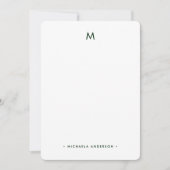 Moderne Minimalistische Dennenbomen Monogram Eerst Notitiekaartje (Voorkant)