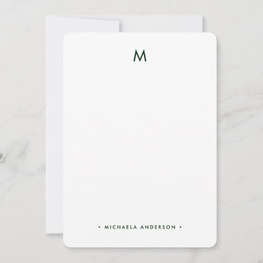 Moderne Minimalistische Dennenbomen Monogram Eerst Notitiekaartje (Voorkant)