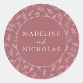 Moderne minimalistische Desert Roos botanische bru Ronde Sticker (Voorkant)