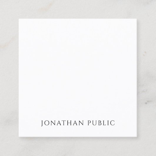 Moderne minimalistische design ellegante Sjabloon  Vierkante Visitekaartje (Voorkant)