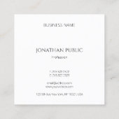 Moderne minimalistische design ellegante Sjabloon  Vierkante Visitekaartje (Achterkant)