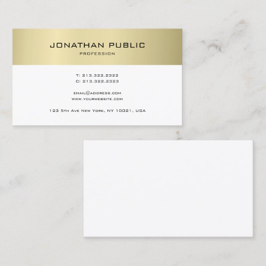 Moderne, minimalistische design Gold look Plain Tr Visitekaartje (Voorkant / Achterkant)