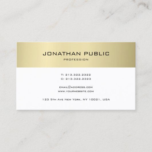Moderne, minimalistische design Gold look Plain Tr Visitekaartje (Voorkant)
