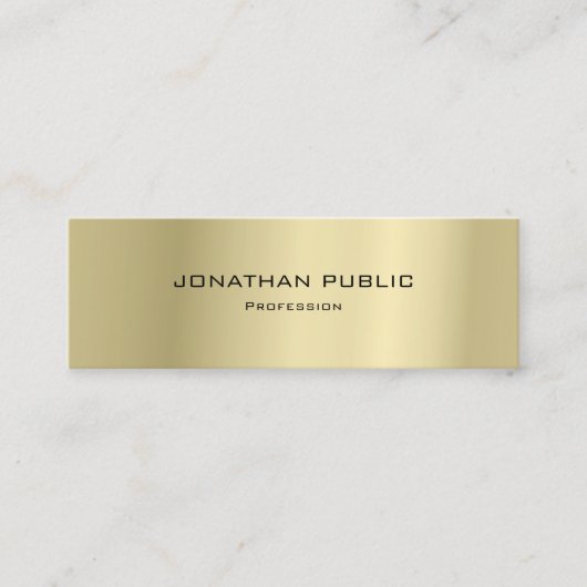 Moderne, minimalistische design Gold Plain Luxury Mini Visitekaartje (Voorkant)