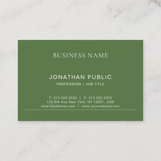 Moderne, minimalistische design groene rendie visitekaartje (Achterkant)