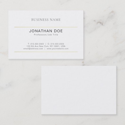 Moderne, minimalistische design met rendabele vorm visitekaartje (Voorkant / Achterkant)