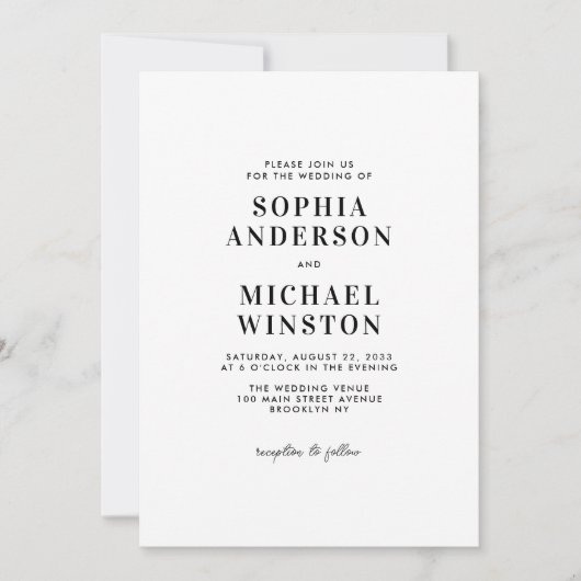 Moderne minimalistische details RSVP QR Code Bruil Kaart (Voorkant)