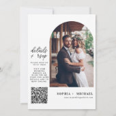 Moderne minimalistische details RSVP QR foto bruil Kaart (Achterkant)