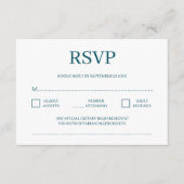 Moderne Minimalistische Diep Teal Trouw-RSVP Informatiekaartje (Voorkant)