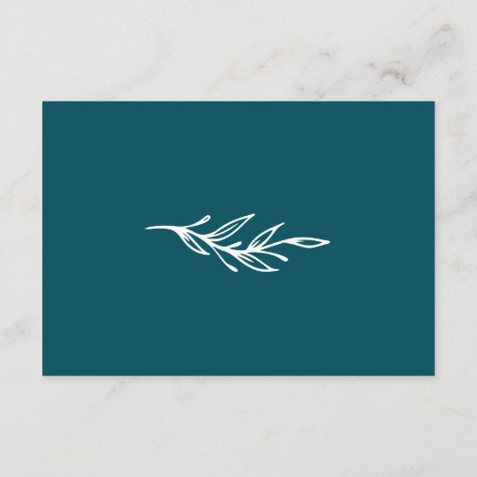 Moderne Minimalistische Diep Teal Trouw-RSVP Informatiekaartje (Achterkant)