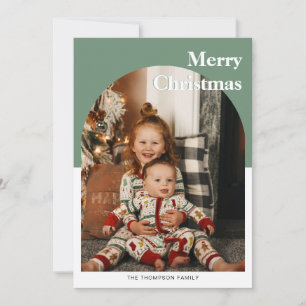 Moderne, minimalistische, diepgroene fotoArch Feestdagenkaart