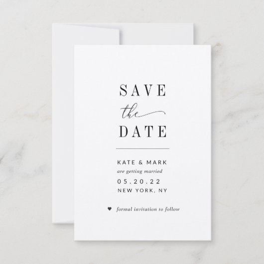 Moderne minimalistische digitale bruiloft Save the Save The Date (Voorkant)