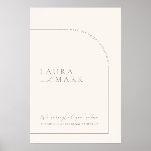 Moderne minimalistische digitale bruiloft welkomst poster (Voorkant)