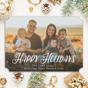 Moderne minimalistische digitale kerstfoto feestdagenkaart