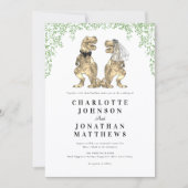 Moderne minimalistische dinosaurus thema bruiloft kaart (Voorkant)