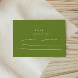 Moderne Minimalistische Donker Olijfgroene Trouwda RSVP Kaartje
