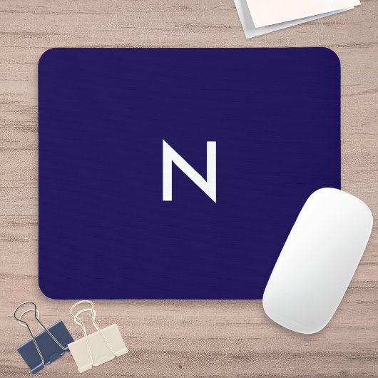 Moderne minimalistische donkerblauwe monogram muismat