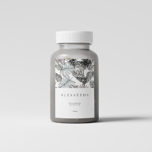 Moderne minimalistische donkere tropische zomer bi voedselcontainer etiket