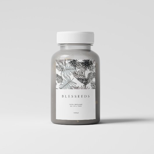 Moderne minimalistische donkere tropische zomer bi voedselcontainer etiket