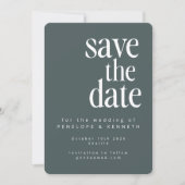 Moderne minimalistische donkergroene Blauwgroen wi Save The Date (Voorkant)