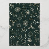 Moderne Minimalistische Donkergroene en Gouden Ele Folie Uitnodiging (Achterkant)