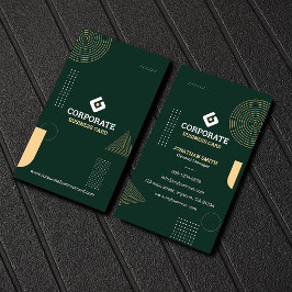 Moderne Minimalistische Donkergroene & Gouden Zake Visitekaartje
