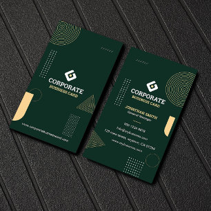 Moderne Minimalistische Donkergroene & Gouden Zake Visitekaartje