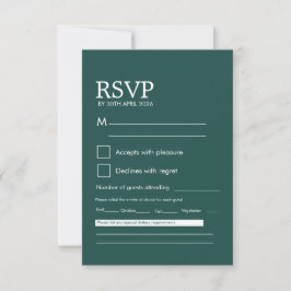 Moderne Minimalistische Donkergroene Huwelijks RSV RSVP Kaartje