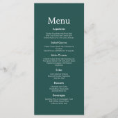 Moderne Minimalistische Donkergroene Huwelijksmenu Menu (Voorkant)