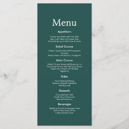 Moderne Minimalistische Donkergroene Huwelijksmenu Menu