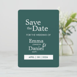 Moderne Minimalistische Donkergroene Save the Date