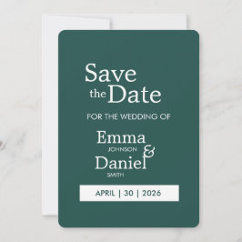 Moderne Minimalistische Donkergroene Save the Date