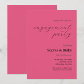 Moderne minimalistische donkerroze verlovingsfeest kaart (Voorkant / Achterkant)