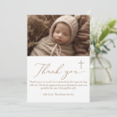 Moderne minimalistische doop foto dank u kaart (Staand voorkant)
