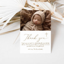 Moderne minimalistische doop foto dank u kaart