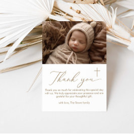 Moderne minimalistische doop foto dank u kaart