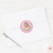 Moderne minimalistische doopcirkel foto roze ronde sticker (Envelop)